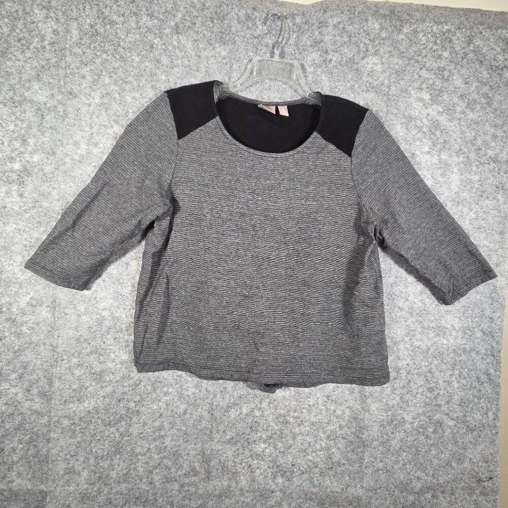 Chico's Women's Long Sleeve Pullover Top Gray & Black  Size M